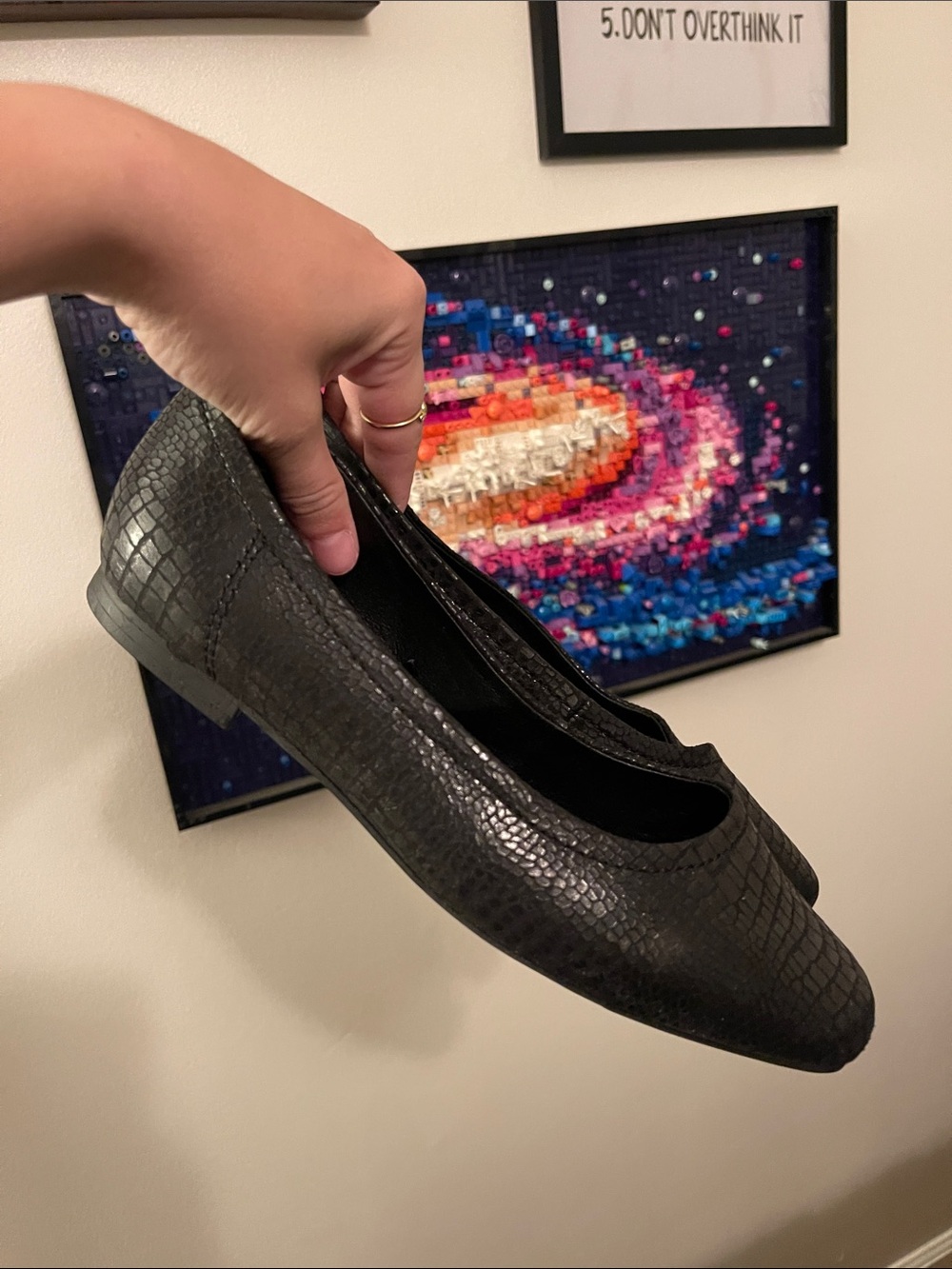 Kim Rogers Black Croc-Embossed Ballet Flats